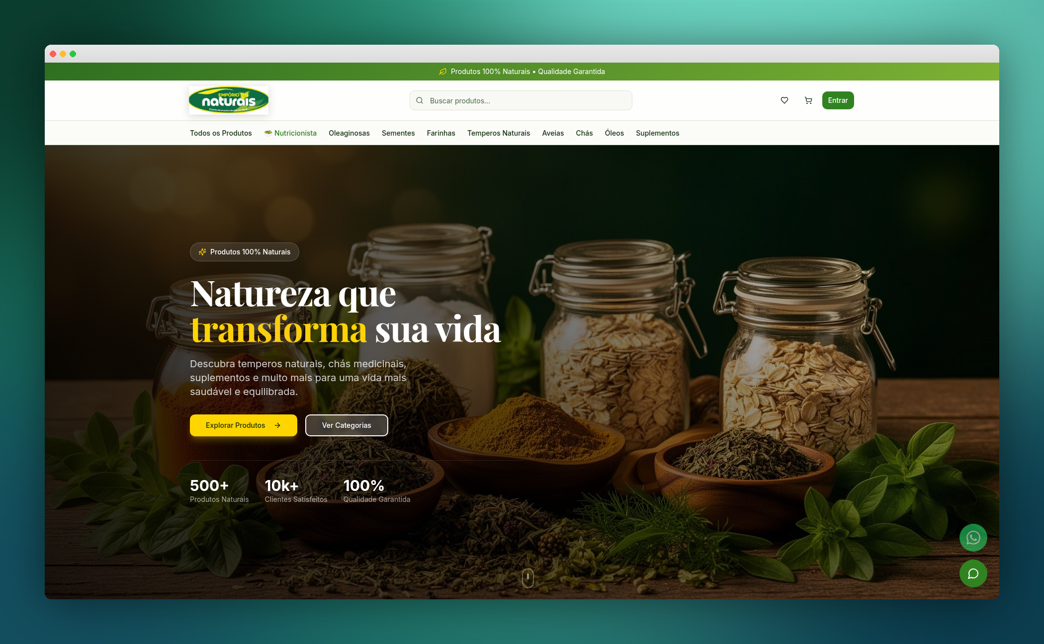 Loja virtual Empório Natural com produtos orgânicos